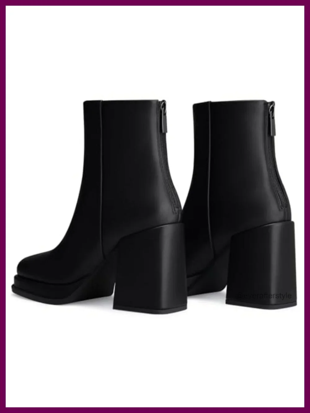 CELLENZ Women Ankle Boots Chunky Block Heel Platform Square Toe PU Leather Fall
